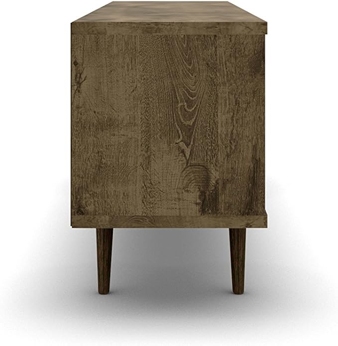 Manhattan Comfort Liberty Mid Century Modern TV Stand for Televisions up to 60 Inches, Bedroom and Living Room Entertainment Center with Storage, Shelves, and Cabinet, 63" Wide, Rustic Brown/Aqua
