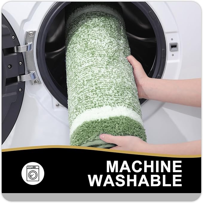 OLANLY Bathroom Rugs 30x20, Extra Soft and Absorbent Microfiber Bath Mat, Non-Slip, Machine Washable, Quick Dry Shaggy Bath Carpet, Suitable for Bathroom Floor, Tub, Shower (Medium, Sage Green)