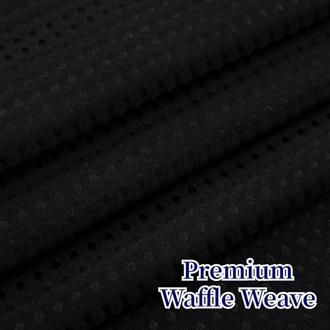 No Hooks Required Waffle Weave Shower Curtain with Snap in Liner-Hotel Grade Waterproof & Mesh Top Window Spa Like Small Stall Bath Curtain Machine Washable 54Wx80L Black