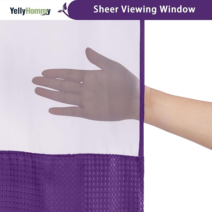 YellyHommy No Hook Shower Curtain with Snap in Liner Set Less Time Waffle Shower Curtain for Bathroom 75" L x 72" W Deep Purple