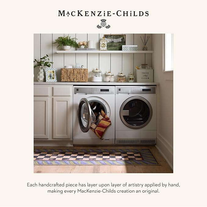 MACKENZIE-CHILDS Washable Rug, Decorative Indoor Rug, 2' x 3', Red-and-Gold Courtly Check