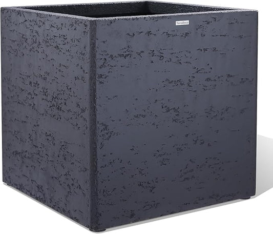 20 Inch Square Concrete Planter（20Lx20Wx20H，48 Pounds）,Durable All-Weather Use with Drainage Holes,Large Square Planter for Outdoor Indoor Plants