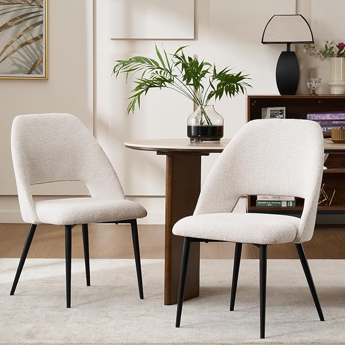 Kidol & Shellder 45.2" Round Dining Table Set for 2-4 People Modern MDF Wooden Dining Room Round Table with X-Shaped Metal Base Kitchen Table（Natural Table+2pcs Beige Chairs）