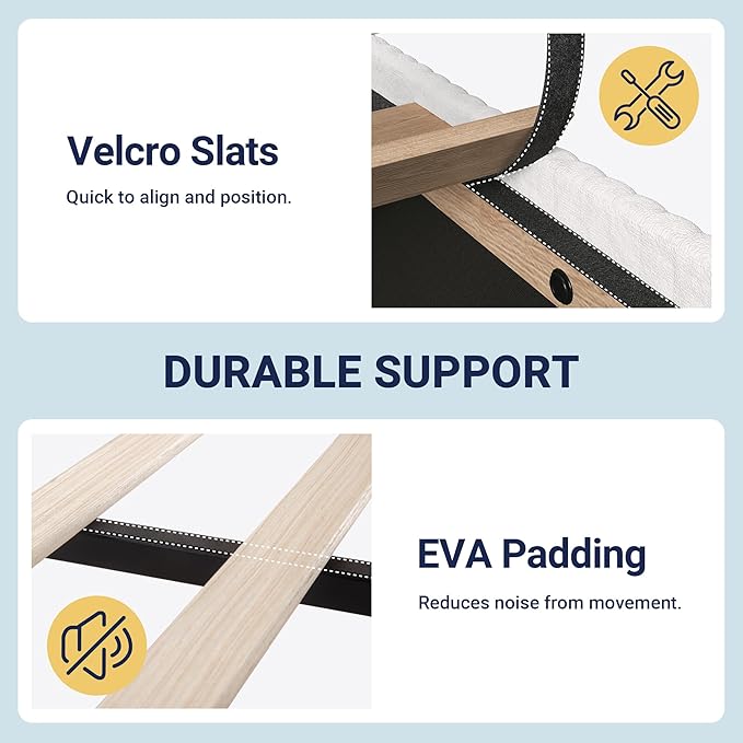 Allewie Queen Size Bed Frame with Upholstered Wingback Headboard, Vertical Channel Tufted Corduroy Velvet Platform Bed, Strong Wooden Slats Support, No Box Spring Needed, Easy Assembly, Sturdy，White