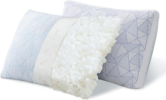 Shredded Memory Foam Cooling Soft Bamboo Viscose Pillows King Set of 2, Adjustable Hypoallergenic Hotel Quality Pillows for Back, Stomach or Side Sleeper, Oeko-TEX Certified