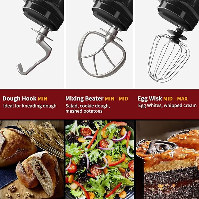 Stand Mixer, CUSIMAX Dough Mixer Tilt-Head Electric Mixer with 5-Quart Stainless Steel Bowl, Dough Hook, Mixing Beater and Whisk, Splash Guard