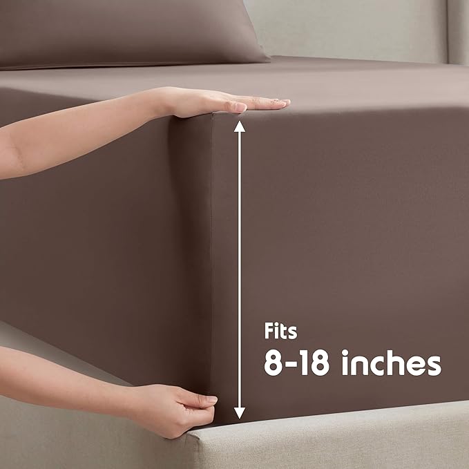 Nestl Full Sheet Set - Luxury 1800 Ultra-Soft Microfiber Full Bed Sheets - Double Brushed - Deep Pockets - Easy Fit - 4 Piece Set - Bedding Sheets & Pillowcases (Full, Chocolate Brown)