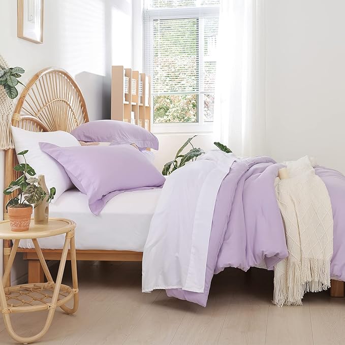 weigelia Queen Comforter Set Lavender Purple Comforter Queen Size 7 Pieces Bed in a Bag Soft Queen Bed Comforter Set with Sheets for All Season