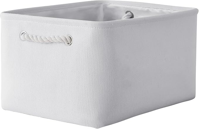 TheWarmHome Fabric Storage Bin, Large 1 Pack 15.7L*11.8W*8.3H Storage Basket for Home Storage and Organization, Shelf Basket with Cover for Living Room Bedroom Closet（White