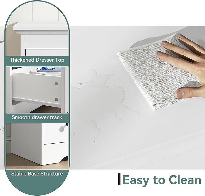 White Dresser for Bedroom，55" Wide 9 Drawers Dressers,Modern Wooden Chest for Living Room, Hallway
