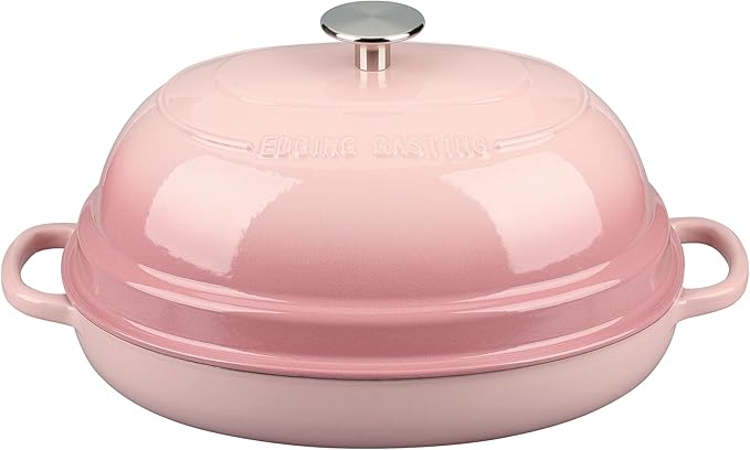 Enameled Oval Cast Iron Dutch Oven Pot with Lid, Bread Dutch Oven for Sourdough Bread Baking, 6QT, Pink