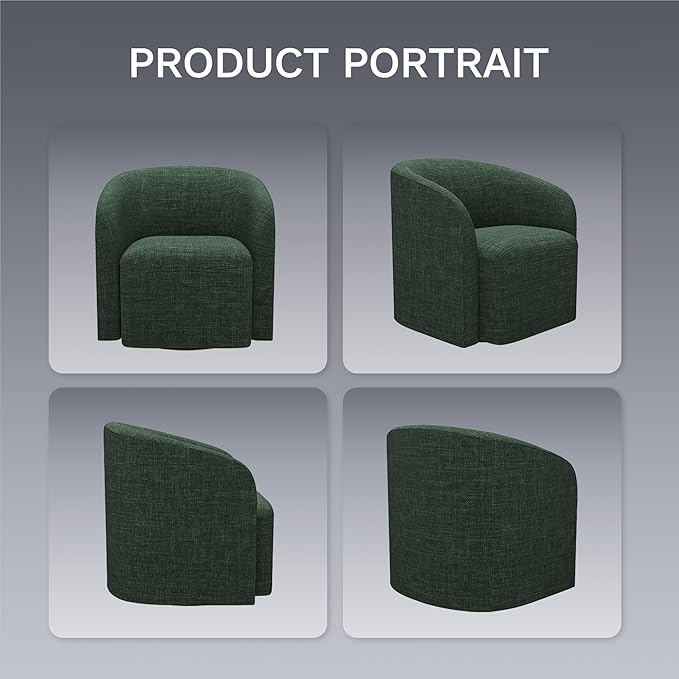 COLAMY Swivel Accent Chair,Swivel Barrel Chair,Upholstered Comfy 360 Degree Swivel Chair for Living Room/Bedroom/Waiting Room/Office(Green)