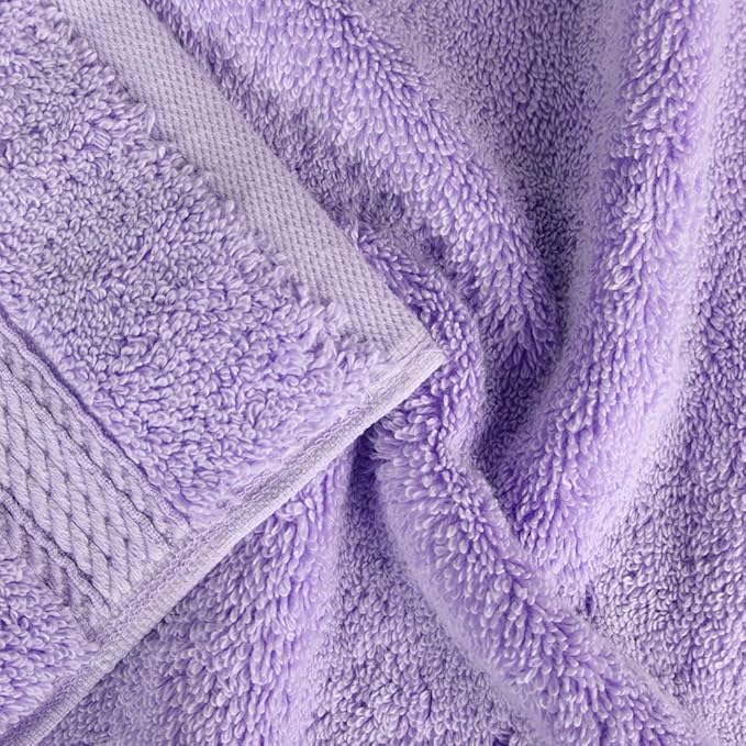 Superior Egyptian Cotton Pile Bath Towel Set of 2, Ultra Soft Luxury Towels, Thick Plush Essentials, Absorbent Heavyweight, Guest Bath, Hotel, Spa, Home Bathroom, Shower Basics, Purple