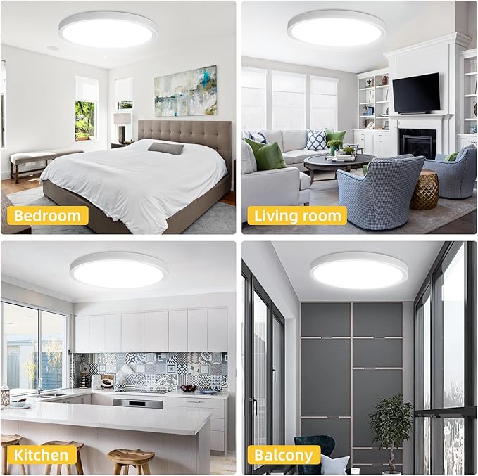 Led Flush Mount Ceiling Light,16 Inch 32w 3480lm,3000k/4000k/6000k 3CCT Selectable, Round Modern Flat Panel Super Slim Led Ceiling Light,for Living Dining Kitchen Bedroom Room (2Pack-White)