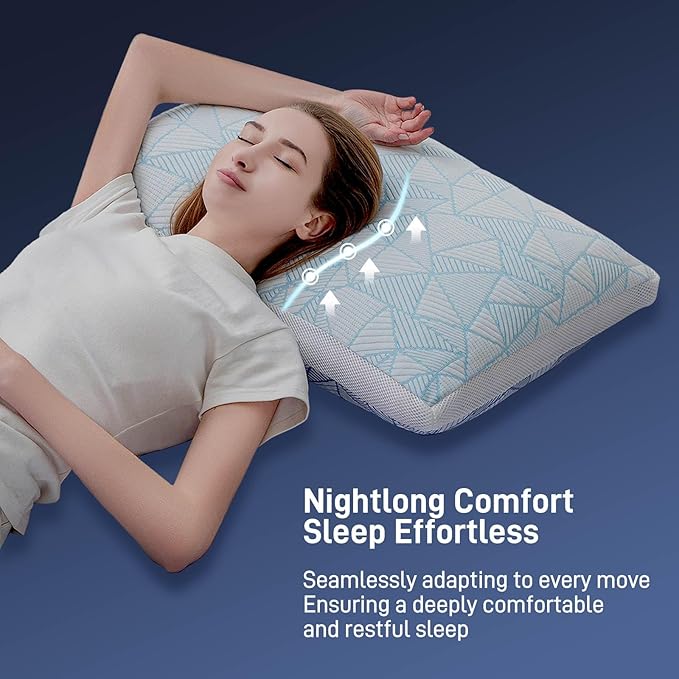 Shredded Memory Foam Cooling Soft Bamboo Viscose Pillow King Size, Adjustable Hypoallergenic Hotel Quality Pillow for Side, Back or Stomach Sleeper, Oeko-TEX Certified