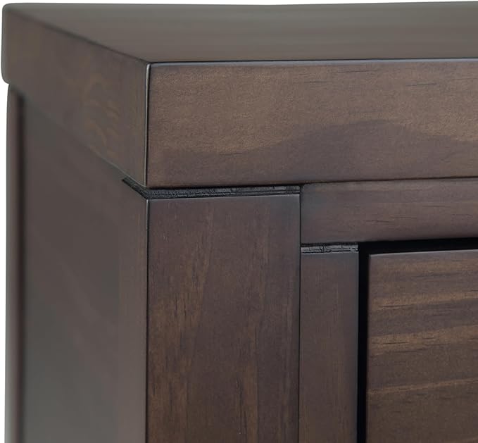 SIMPLIHOME Hollander Console Table - 60 Inch Wide Solid Wood Sofa Table in Warm Walnut Brown, Contemporary Storage Table for Entryway or Living Room with 3 Drawers and Sleek Metal Hardware