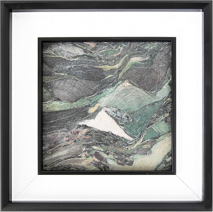 Natural Marble Decorative Wall Art Home Decor for Bedroom Hand Made Abstract Lithographic Painting Living Room Aesthetic for Classroom Farmhouse Heavy Texture Picture Frames 10x10 inch Rural Green