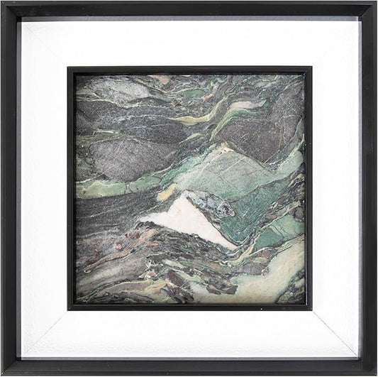 Natural Marble Decorative Wall Art Home Decor for Bedroom Hand Made Abstract Lithographic Painting Living Room Aesthetic for Classroom Farmhouse Heavy Texture Picture Frames 10x10 inch Rural Green