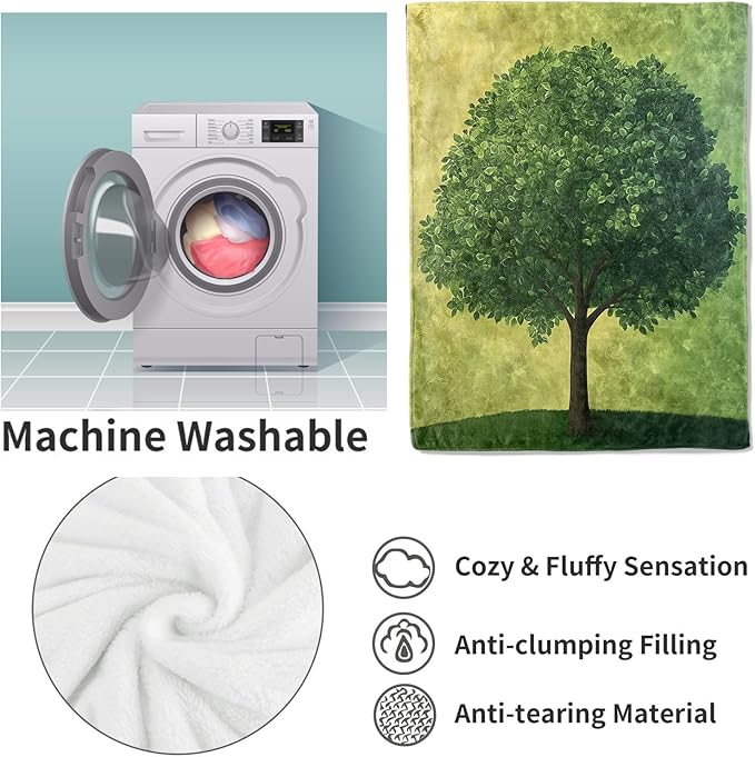 Verdant Tree Flannel Blanket, Tree Gifts, Tree-Themed Blanket for Women, Soft Lightweight Throw Blankets for Bed Home Travel Decor 60" x 80"