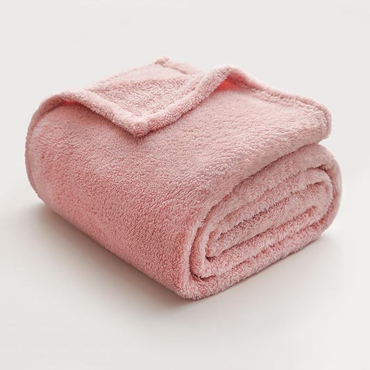 Sherpa Throw Blanket for Bed, Super Soft Cozy Fuzzy Plush Blankets for Winter, Reversible Thick Warm Blanket for Bed, Couch, Living Room, Pink, Throw Size 50"x 60"