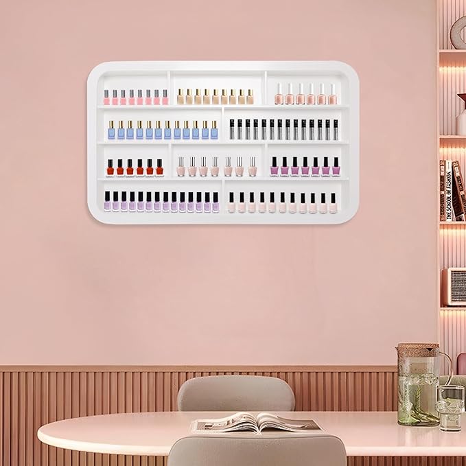 Wall-Mounted Nail Polish Organizer Rack - 4 Tier 10 Cube Floating Nail Polish Shelves, Makeup & Beauty Essentials Storage - Multi-Purpose Display Holder for Home Spa & Nail Studio - 39.37in