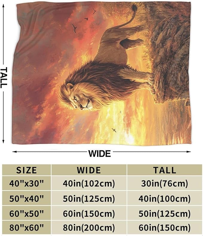 Lion Blanket Soft Cozy Lion Fleece Throw Blanket Warm Lightweight Animal Flannel Plush Bedding Stuff Decor Blankets Gifts for Lover Girls Boys Kids Women Adults Bed Travel 50"x60"