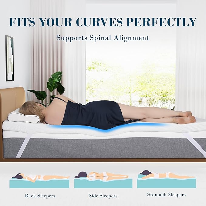 2 Inch California King Memory Foam Mattress Topper, Cooling Gel Bed Topper with Removable Cover, Soft & Pain Relief & Breathable, CertiPUR-US & Oeko-Tex Certified