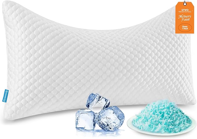 Adjustable Side Sleeper Pillow for Neck and Shoulder Pain Relief, Cooling Shredded Memory Foam Pillows for Sleeping, Queen Curved Bed Pillows Firm and Soft (1, White, U-Shape)