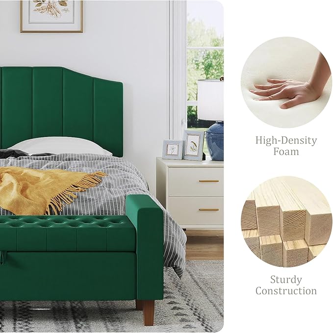 Velvet Queen Size Headboard, Upholstered Headboard Queen/Full Size Wall Mount and Bed Frame Mount, Featuring High-Density Sponge Padding Luxury Texture Easy Assembly Comfort Style-Jade