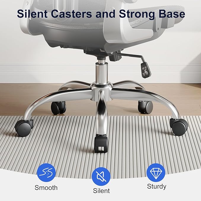 Ergonomic Office Chair，Mesh Seat Cushion with 3D Armrests and 3D Headrest, Adjustable Lumbar Support with Rocking Function, SGS Class 4 Gas Clylinder，Black