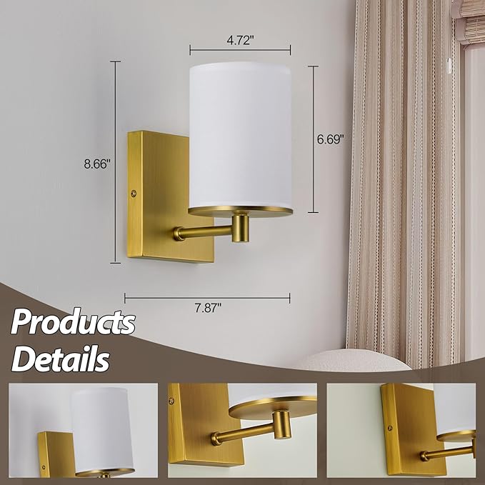 TERLEENART Battery Operated Wall Sconce Set of Two,13 RGB Colors Dimmable Rechargeable Wall Sconces with Remote Control,Wall Lights with Cylinder White Fabric Shade for Bedroom Living Room