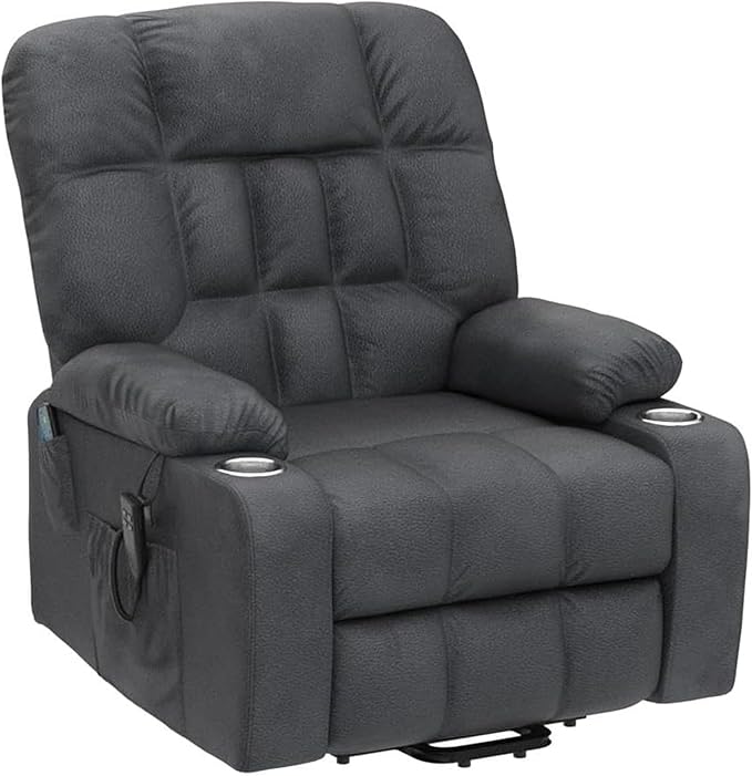 Heavy Duty Recliner Chairs with Cup Holders for Adults Big and Tall, Oversized Power Recliner Lift Chair for Elderly, Heat and Massage, Stand Up, Lay Flat 160 Degree Sleeping