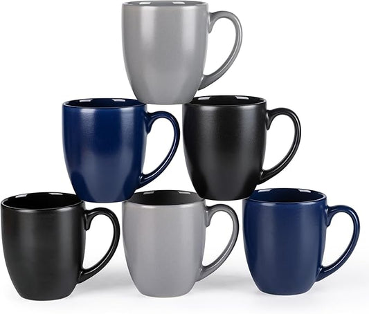 GBHOME 16oz Coffee Mugs Set of 6, Large Ceramic Coffee Mugs for Man, Woman, Dad, Mom, Modern Coffee Mugs Set with handle for Tea/Latte/Cappuccino/Milk/Cocoa. Dishwasher&Microwave Safe,Multi-Color