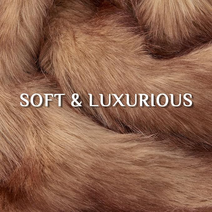 Fluffy Faux Fur Throw Blanket – Super Soft Warm Thick Plush Blanket for Bed, Couch & Office, Cozy Fuzzy Throw with Flannel Backing,60"x80", Brown