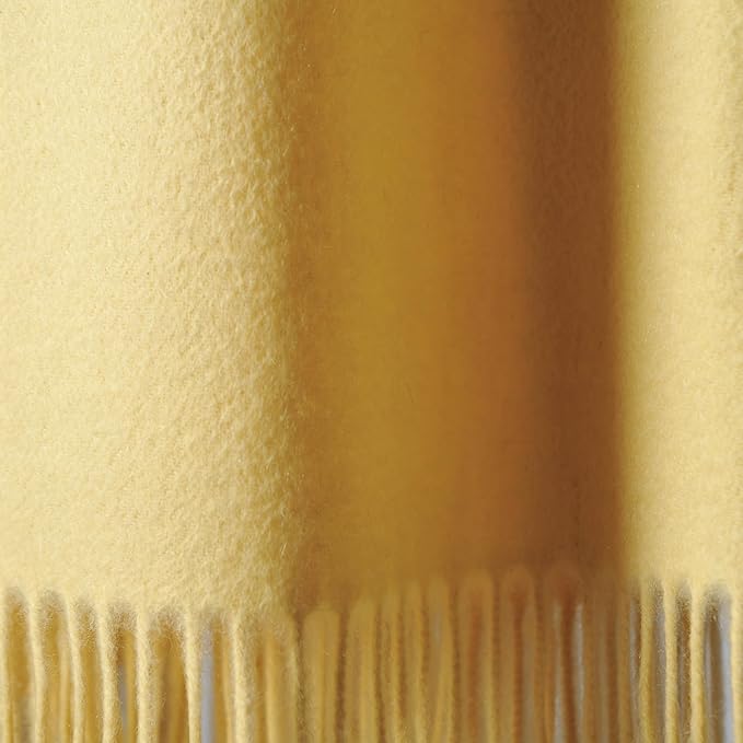 CUDDLE DREAMS Premium Cashmere Throw Blanket with Fringe, Luxuriously Soft (Yellow)