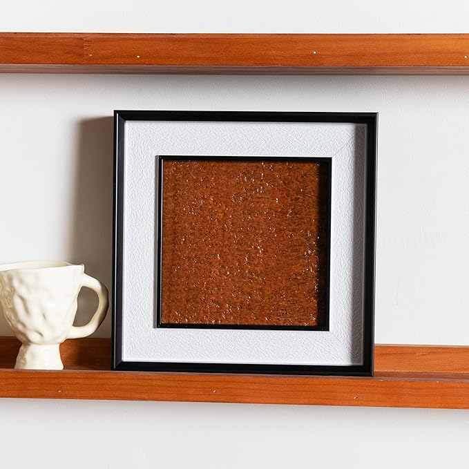 Natural Marble Decorative Wall Art Home Decor for Bedroom Hand Made Abstract Lithographic Painting for Living Room Aesthetic Classroom Farmhouse Heavy Texture Picture Frames 10x10 inch Wood Grain Red