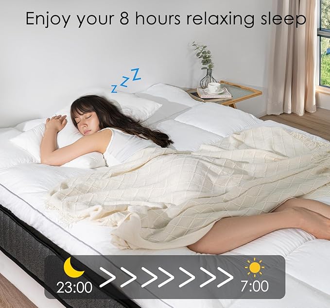 Marine Moon King Mattress Topper, Extra Thick Pillowtop, Cooling and Plush Mattress Pad Cover, 7D Down Alternative Fill,Soften Hard Bed