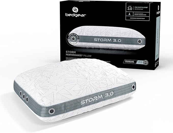 Bedgear Storm Performance Pillow – 3.0 - Cooling Bed Pillow for Hot Sleepers - Medium Firmness Pillow for All Sleep Positions, Washable & Removable Cover - 20" W x 26" L x 6.5" H