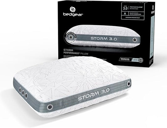 Bedgear Storm Performance Pillow – 3.0 - Cooling Bed Pillow for Hot Sleepers - Medium Firmness Pillow for All Sleep Positions, Washable & Removable Cover - 20" W x 26" L x 6.5" H