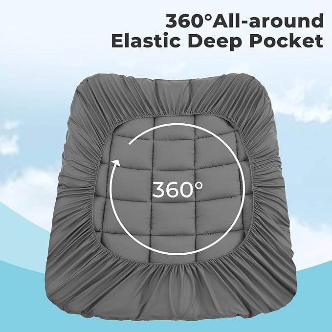 OLANLY Dual-Layer 4 Inch Cal King Size Memory Foam Mattress Topper for Back Pain, 2 Inch Cooling Pillow Top Mattress Pad Cover and 2 Inch Gel Memory Foam Topper, Deep Elastic Pocket, Grey