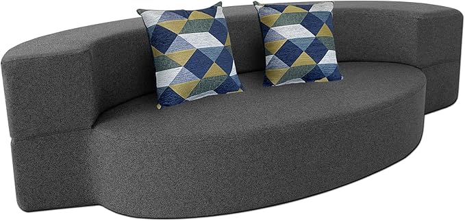 Modern Folding Sofa Bed Couch Memory Foam with 2 Pillows Sleeper Sofa futon Couch for Bedroom Living Room Guests, Washable Set, Stylish Oval 76''L × 41.5''D × 10''H,Dark Gray