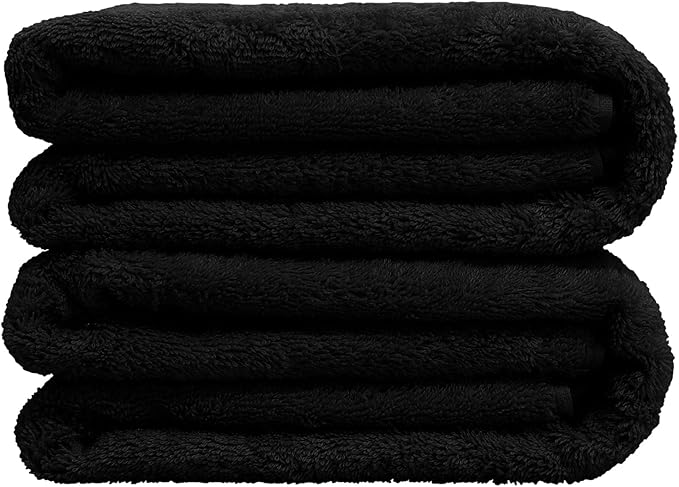 Luxury Hotel & Spa Quality, Quick Dry 100% Turkish Cotton 700 GSM, Eco Friendly Towel, for Bathroom Oversize Dobby Border Bath Towels 35 X 70 (Bath Sheet Towel Set of Black)