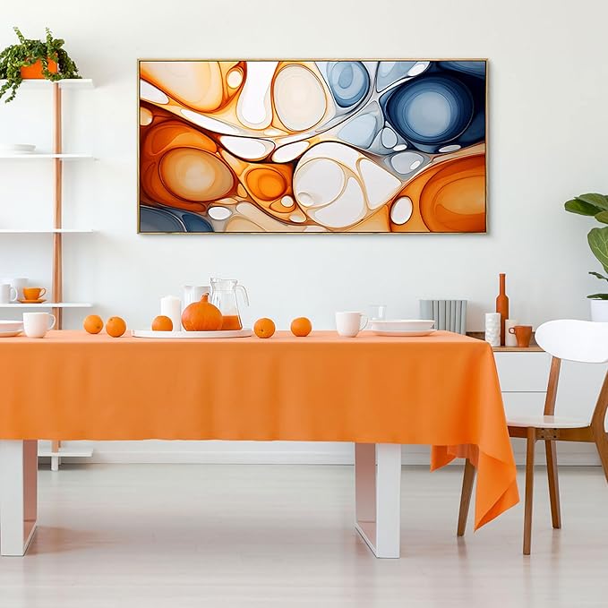 KLAKLA Orange and Blue Abstract Wall Art - Modern Picture Artwork for Wall Decor - Frame Wall Art for Living Room Office Bedroom