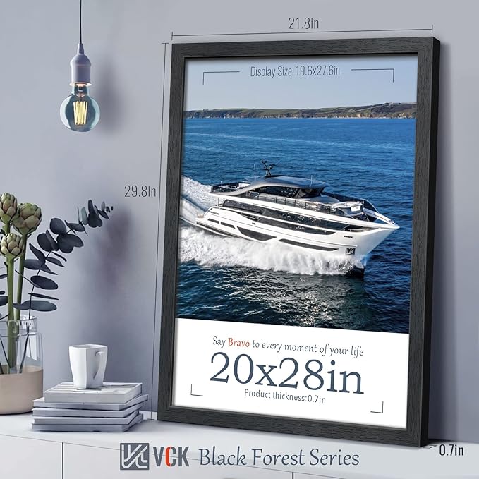VCK 20x28 Poster Frames Set of 2, Black Solid Wood Frame with Textured Exclusive, Wall Gallery Picture Frame