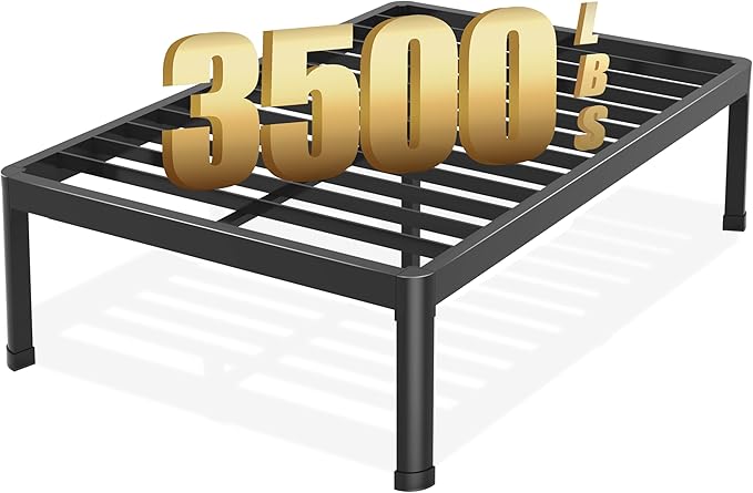 California King Bed Frame with Round Corner Edge Legs, 18 Inch Tall 3500 lbs Heavy Duty Metal Platform Bed Frame California King Size, No Box Spring Needed/Noise Free/Non-Slip