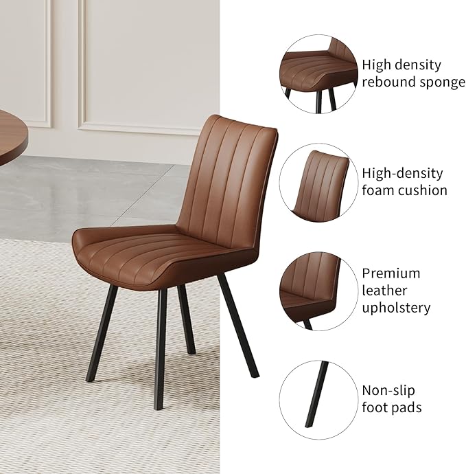 45.3" Walnut Round Dining Table Set with 4 Chairs – Mid-Century Modern Small-Space Kitchen & Dining Room Furniture for Apartment or Breakfast Nook (Boxwood – Storage Table + 4 Brown Chairs)