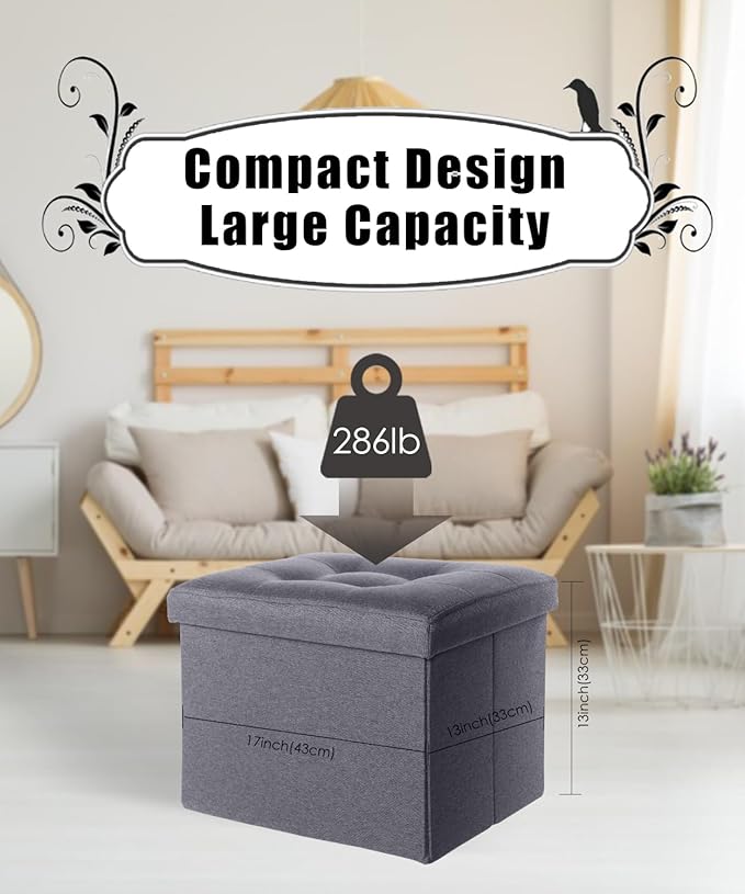 Ottoman Storage Ottoman Foot Rest Stool Foldable Bench with Storage Student Dormitory Bedroom and Entryway 17 X 13 X 13