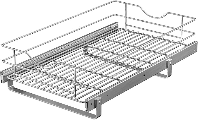 Pull Out Cabinet Organizer, (14½"W x 20" D) Soft Close Pull Out Cabient Drawer, Slide Out Cabient Organizer for Kitchen Base Cabinet, Pantry Organization, Bathroom, Wire Basket