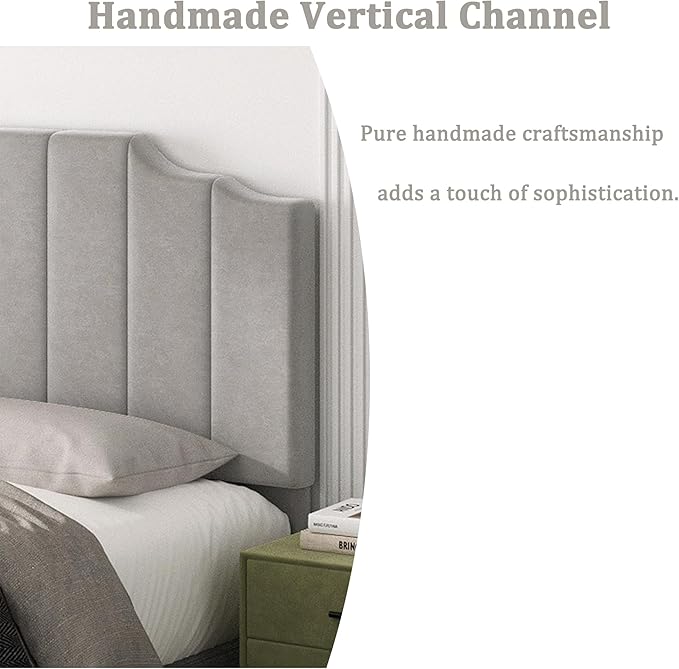 King Size Headboard Only, Velvet Wall Mounted Headboard King for Adjustable Bed Modern Upholstered Head Board Easy Assembly, Gray