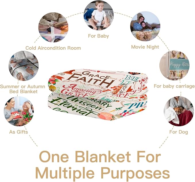 Christian Stuff Gifts for Women Faith-Religious Fluffy Soft Fuzzy Blanket for Bed-Bible Spiritual Verse Blanket for Women 50×60 inches